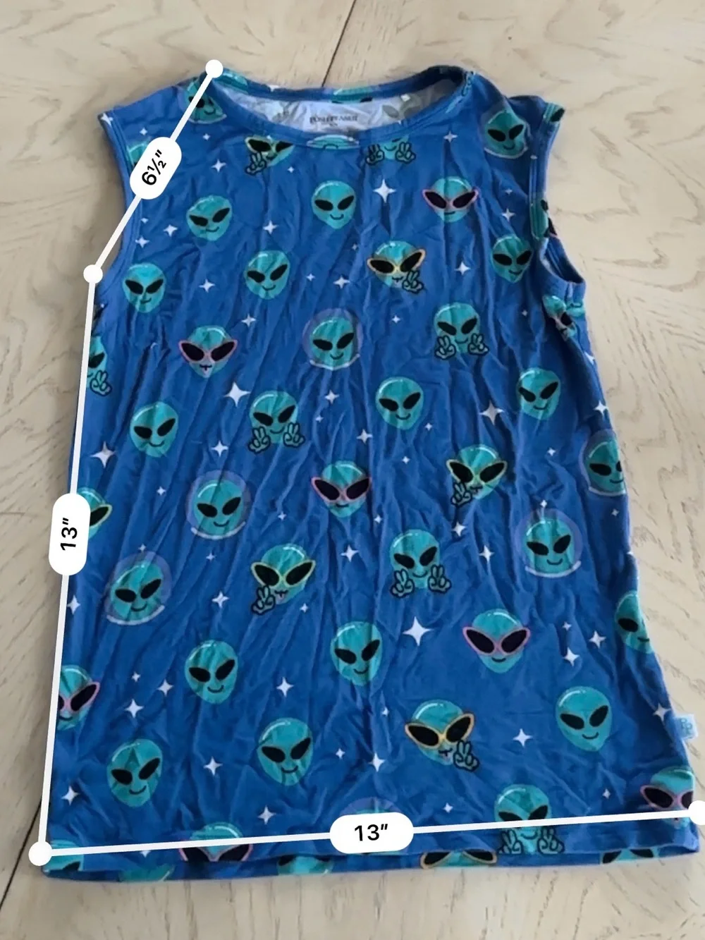 Posh Peanut Alien Blue Tank Top Boy Shirt Viscose from Bamboo 10Y